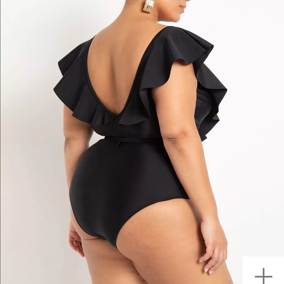 Eloquii Black Ruffle Swimsuit - Picture 2 of 11